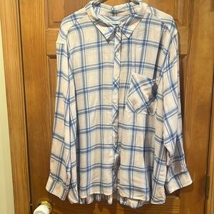 Kenneth Cole Reaction plus size button down roll up sleeve shirt size 3X .